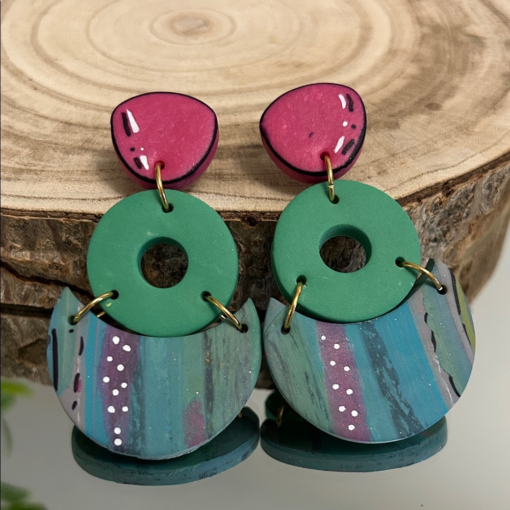 Colorful Geometric Statement Earrings